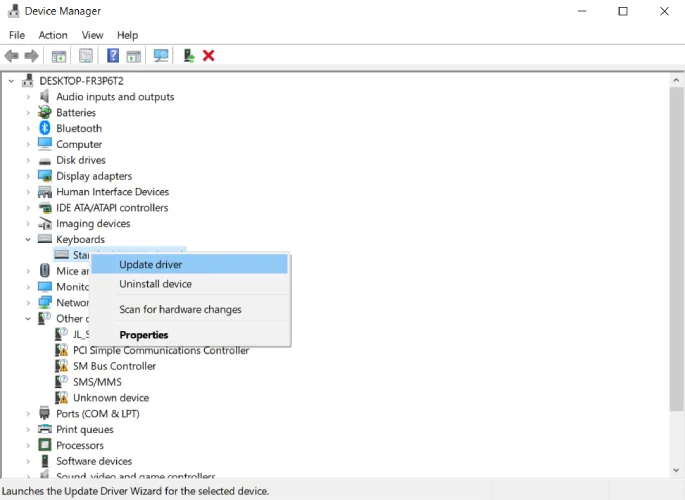 آپدیت درایور کیبورد