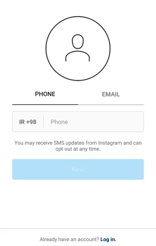 وارد کردن شماره تلفن یا ایمیل