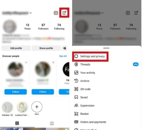 ورود به تنظیمات اینستاگرام