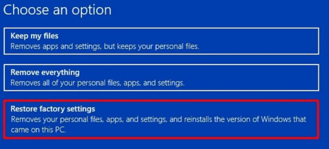 Restore Factory Settings